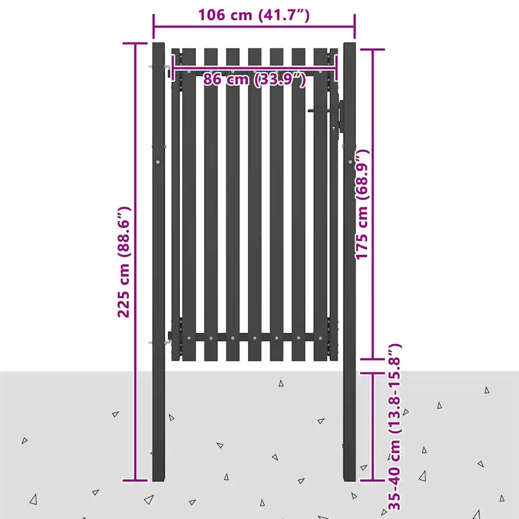 Cancello per Recinzione in Acciaio 1x2,25 m Antracite