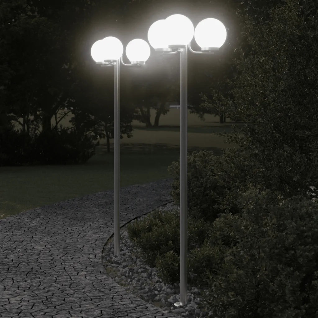Lampade da Terra per Esterni 2pz Argento 215cm in Acciaio Inox 4006390