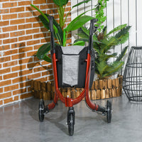 Deambulatore ad Altezza Regolabile con 3 Ruote e Tasca Portaoggetti 68x68x86,5-99 cm in Alluminio Rosso