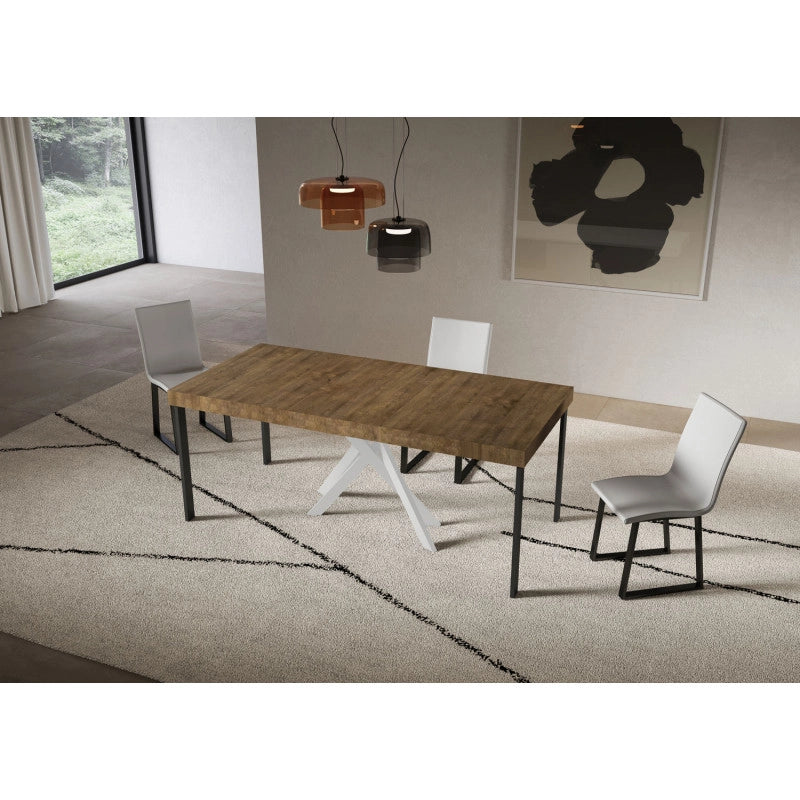 Consolle allungabile 90x40/300 cm Saki Premium telaio Bianche - Noce
