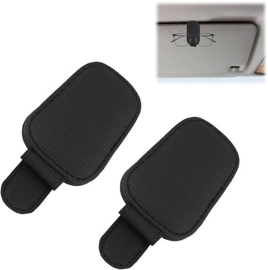 Oggetti di uso quotidiano - Supporto per Occhiali Magnetico - Set da 2 - Supporto per Occhiali da Sole per Auto - Pelle - Design Elegante - Sistema Magnetico di Sicurezza