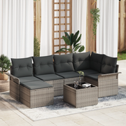 Set di 6 pezzi di divani da giardino con cuscini in rattan polylatta nera
