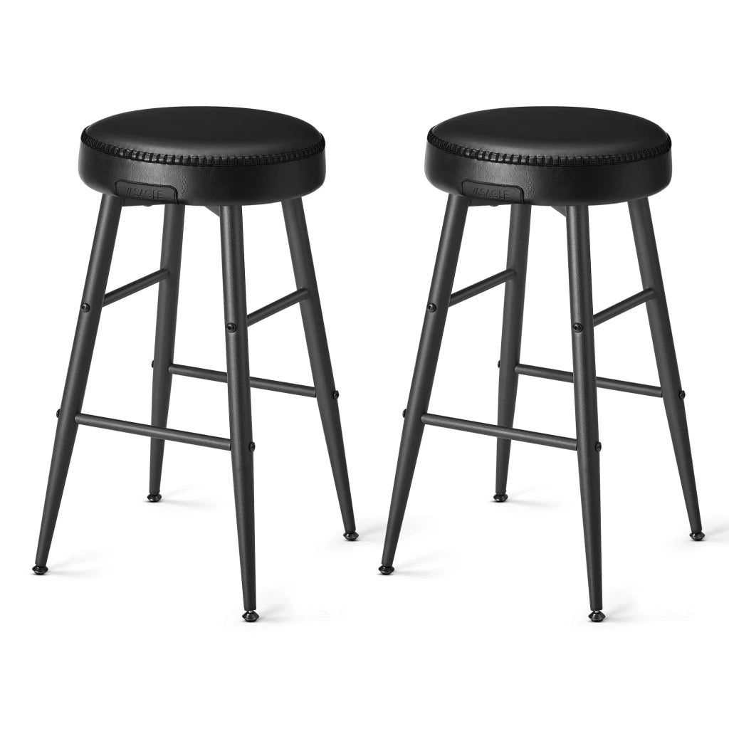 Set di 2 sgabelli da bar sedie da cucina con seduta alta in PU e cuciture altezza seduta 63 cm per cucina o bar di casa facile da montare nero 12_0005185