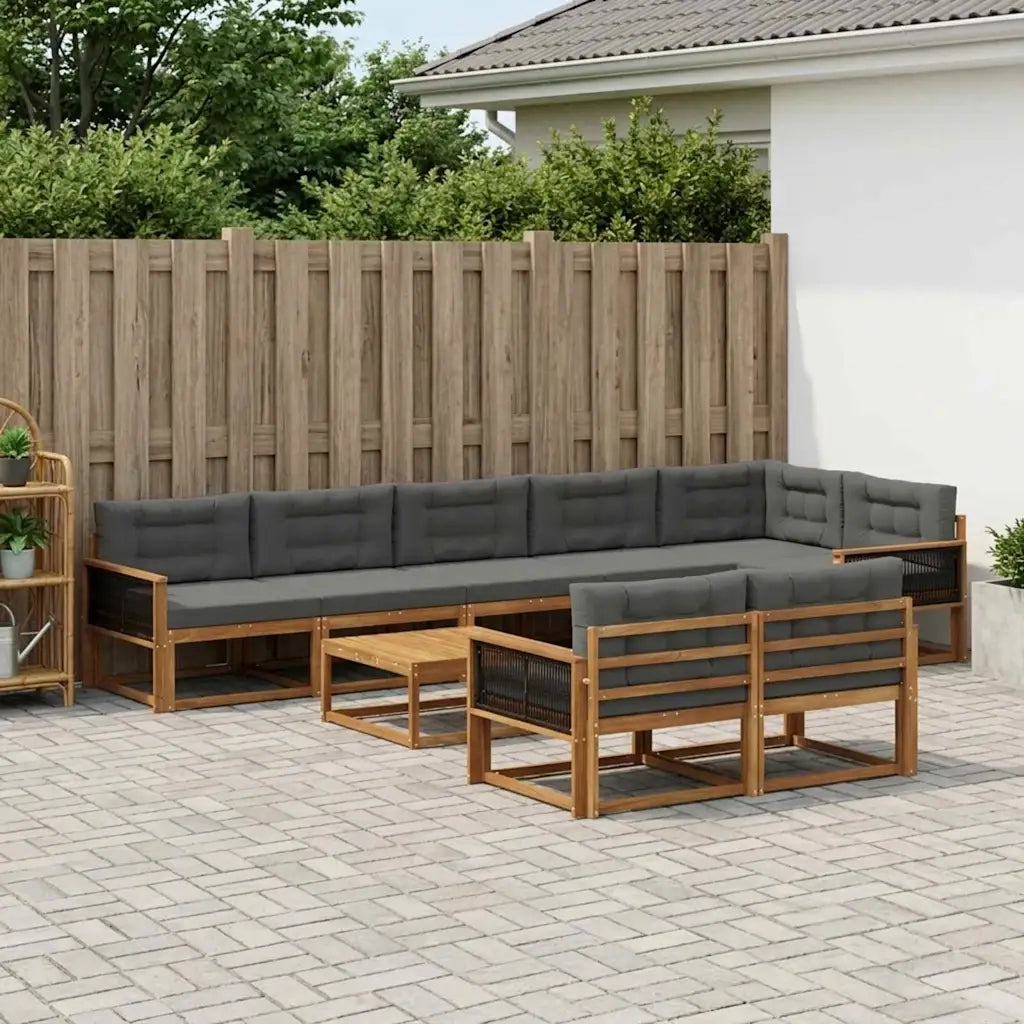 Set di divani da esterno con cuscino 9 pcs Naturale e Antracite