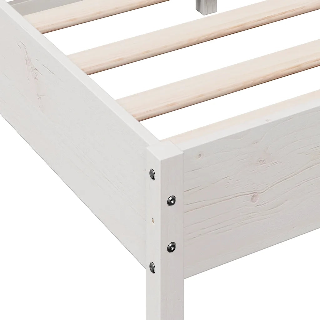 Letto senza Materasso-Struttura Letto Bianco 90x190 cm in Legno Massello Pino 497249