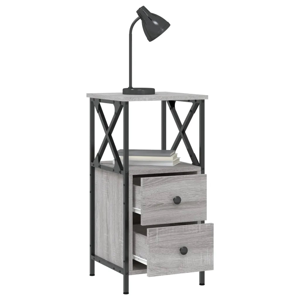Comodini 2 pz Grigio Sonoma 34x35,5x70 cm in Legno Multistrato