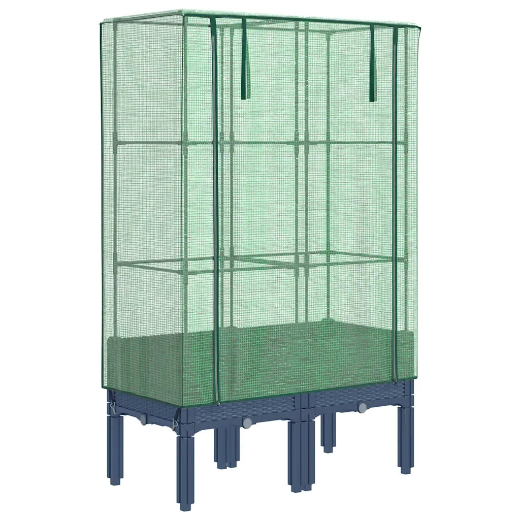 Fioriere | Cassetta per fiori | Letto Rialzato con Copertura Serra Effetto Rattan 80x40x140 cm