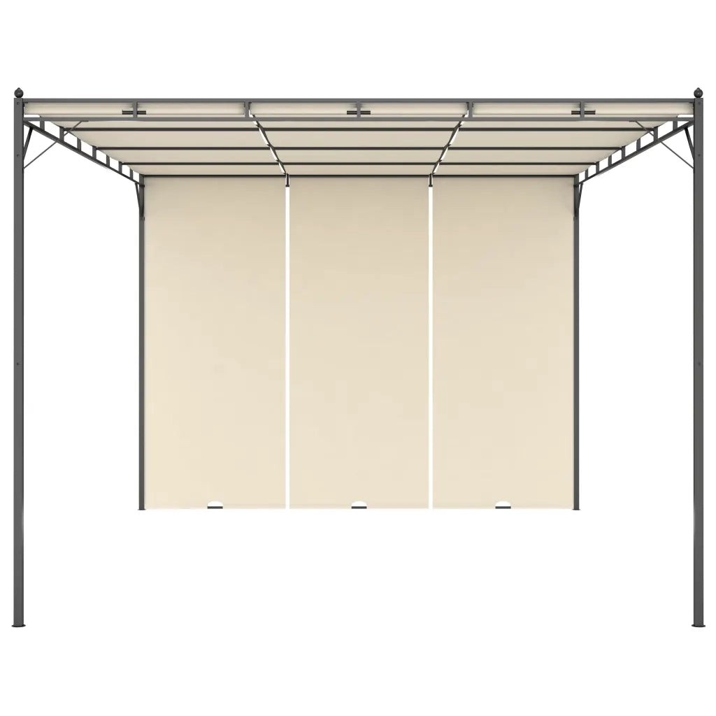 Gazebo da Giardino con Tenda Laterale 4x3x2,25 m Crema