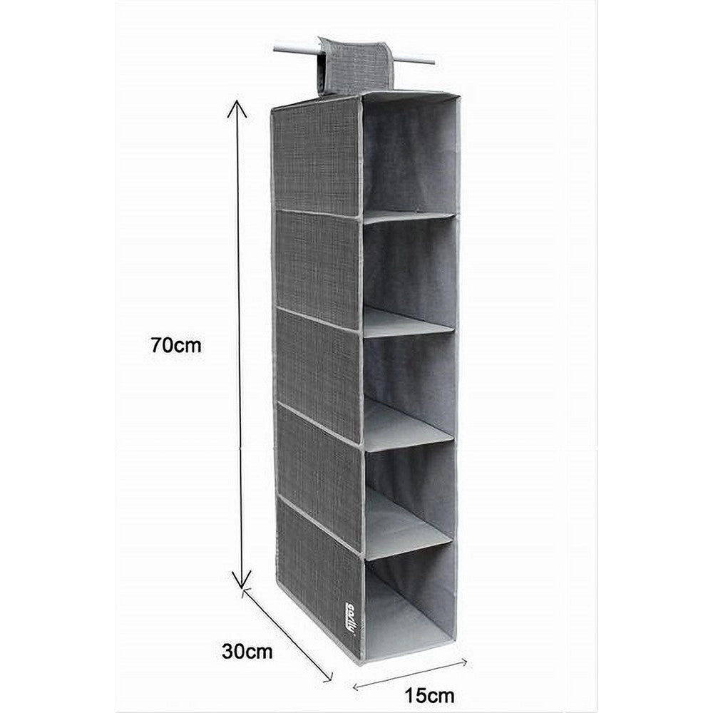 Trade Shop - Organizer Armadio Portatutto Appendibile Scarpe Borse 5 Ripiani 15x30x70cm 69704 -