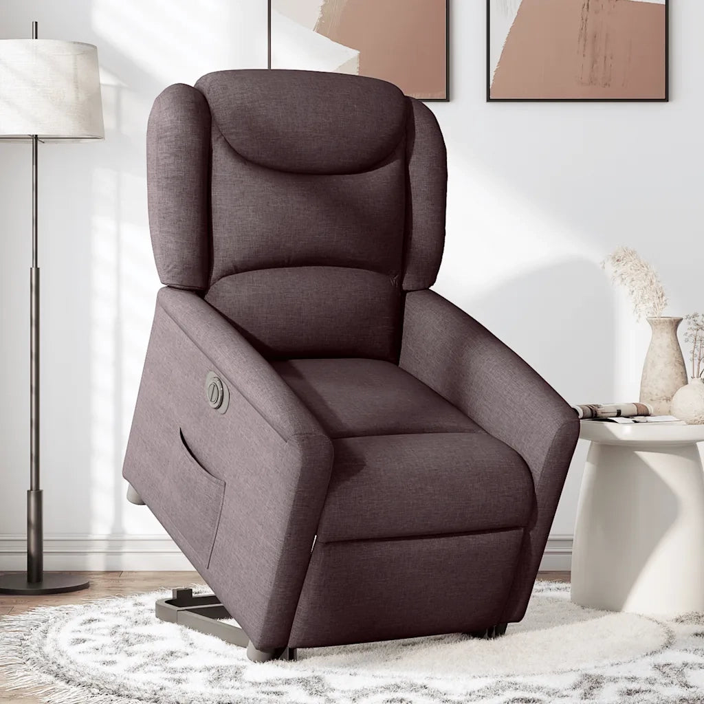 Poltrona Alzapersona Reclinante Elettrica Marrone Scuro Tessuto 3303219
