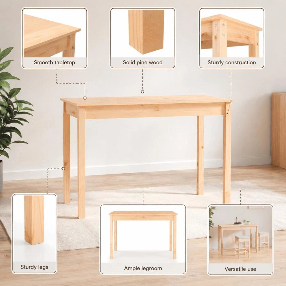 Dining Table 110x55x75 Cm Solid Pine Wood