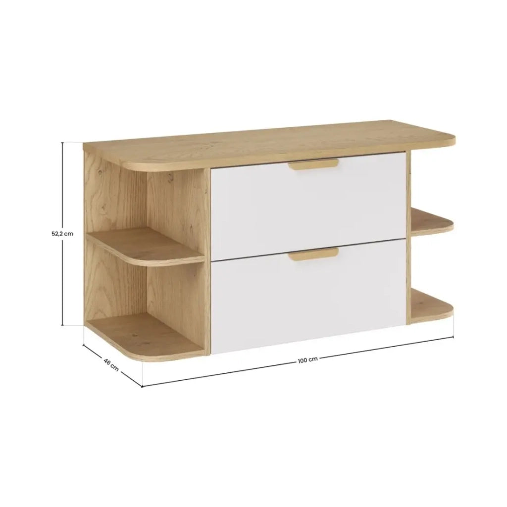 Set da bagno sospeso OSTER 100cm: mobile sottolavabo con cassetti e nicchie a vista + piano per lavabo