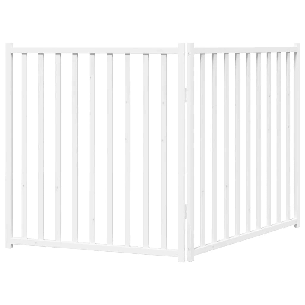 vidaXL Cancello Cani Pieghevole 2 Pannelli Bianco 160cm Massello Abete