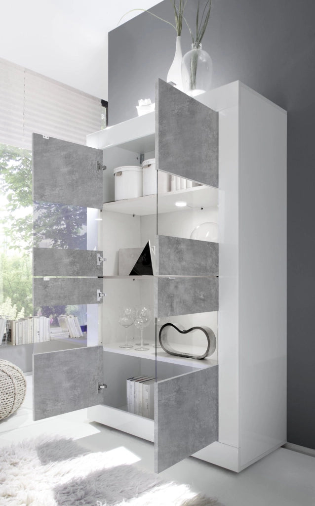 Mobile Espositore Suzzara, Vetrina 3 Ripiani, 101.4x42x161.2h cm Bianco Lucido