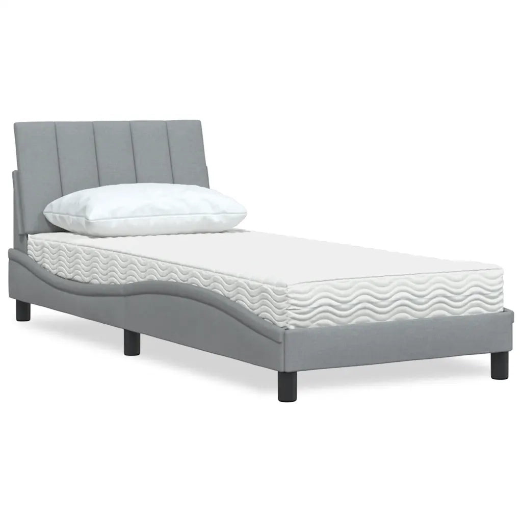 Letto con Materasso Hanko Grigio Chiaro 90x200 cm in Tessuto 3310503