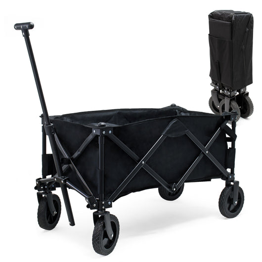 Carretto a mano pieghevole, max 60 kg, tessuto impermeabile nero, Carrello spiaggia con sacco di protezione