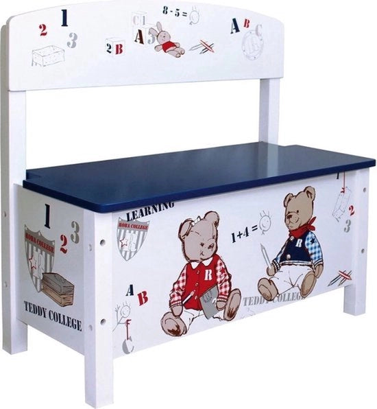 Cassa di Giocattoli - Cassa di Deposito per Giocattoli - Cassa per Bambini con Spazio di Deposito - Cassa di Giocattoli per Bambini – Scatola di Giocattoli – Cassa di Deposito – Cestini di Deposito – Bianca - 29 x 62,5 x 58,5 cm