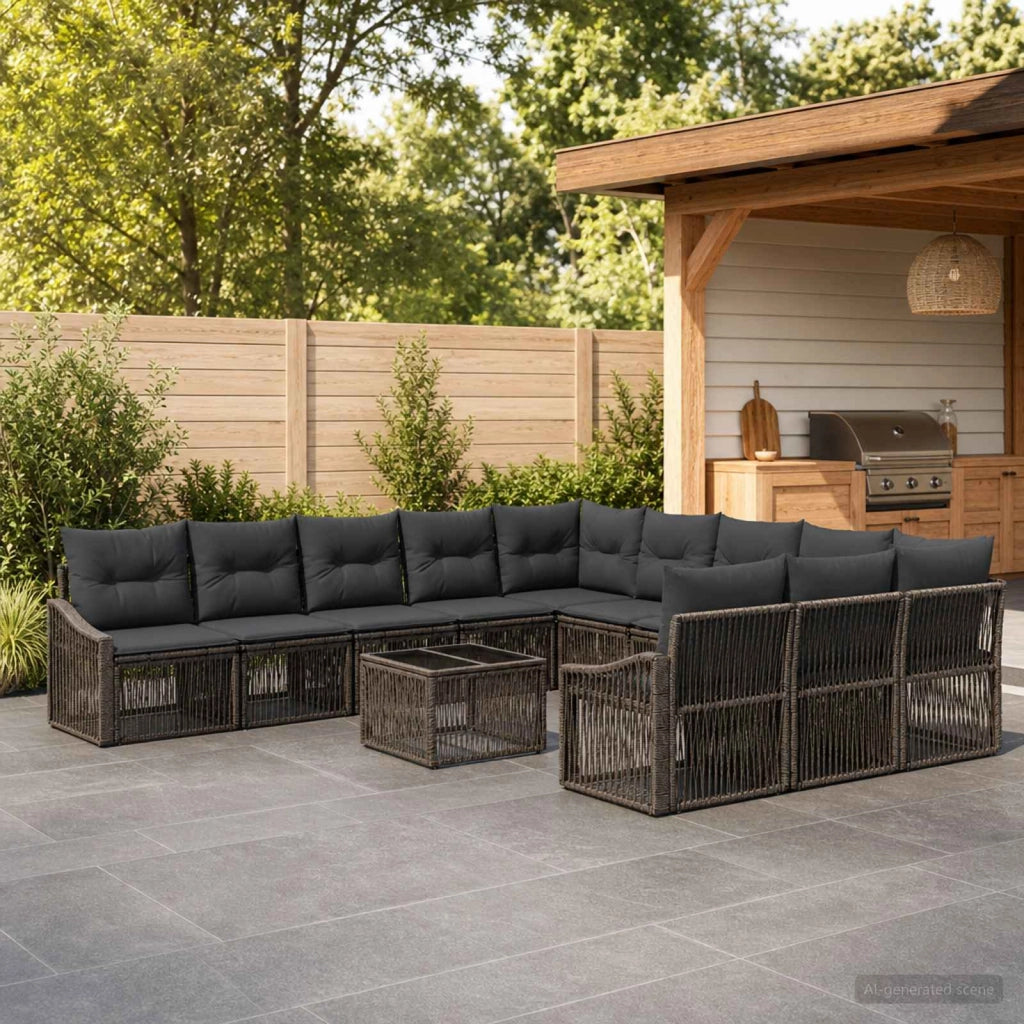 Set Divano da Giardino 12 pz Grigio polyrattan 3436148