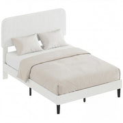Letto Matrimoniale Imbottito con Testiera Regolabile in Altezza e Doghe di Legno ¨C Zephmum ¨C Bianco