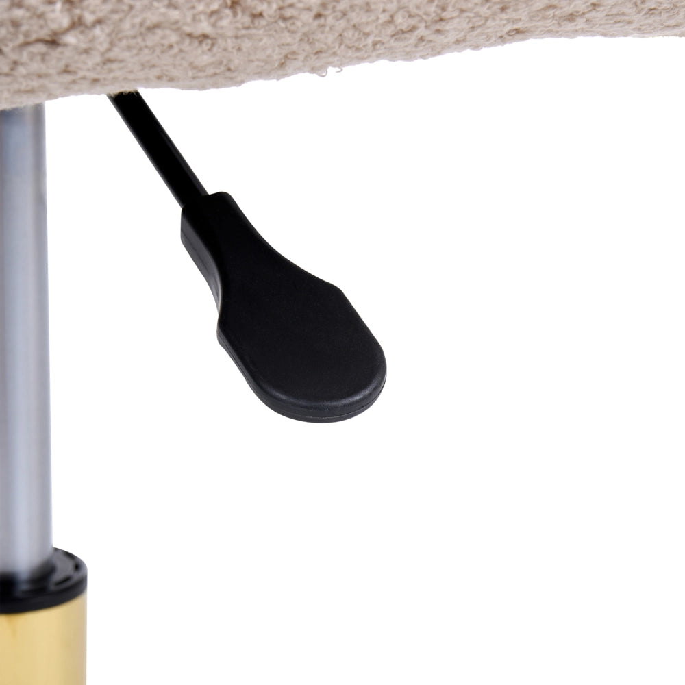 Sedia girevole da ufficio in bouclé beige, regolabile in altezza, per l'ufficio domestico