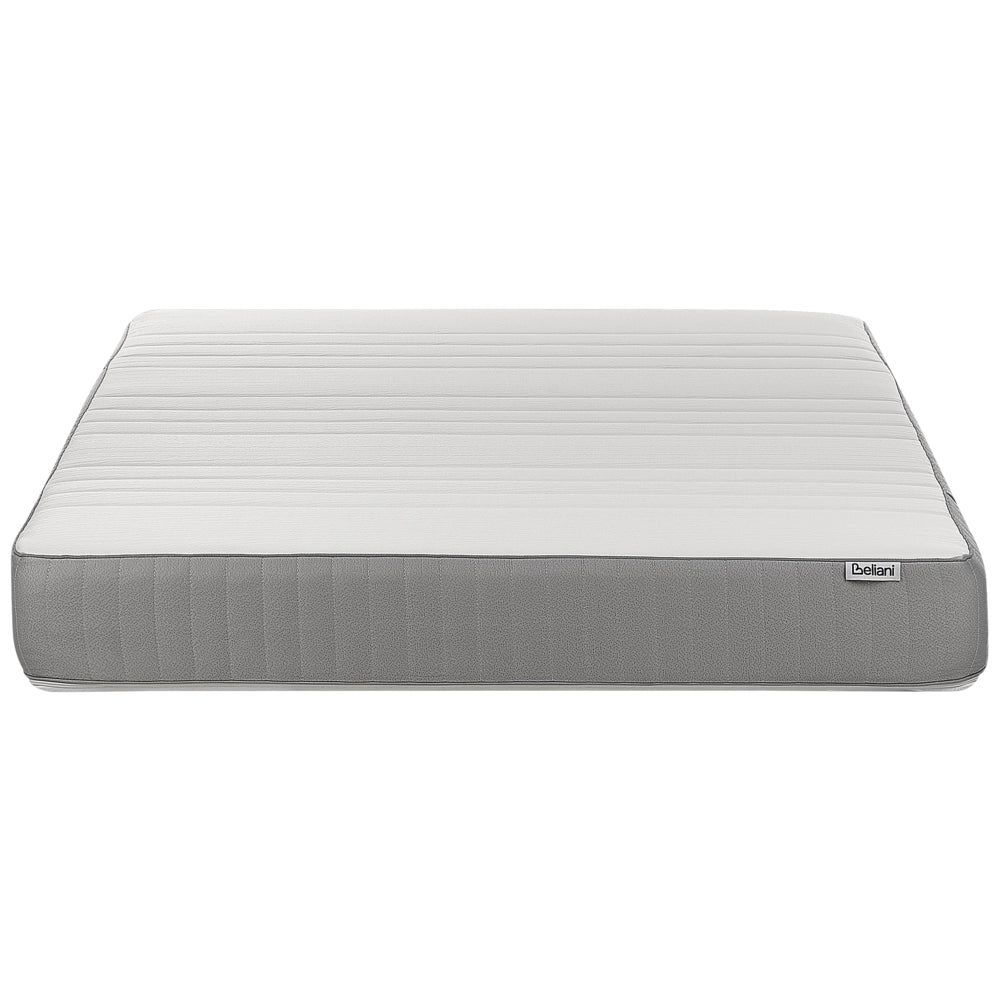 Materasso EU Duro 140 x 200 cm Bianco Grigio Schiuma Imbottitura Poliestere Sfoderabile