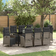 Set da Pranzo per Giardino con cuscino 9 pcs Grigio polyrattan 3380553