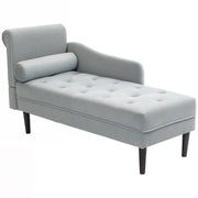 Poltrona Chaise Longue 146x61x82,5 cm Con Sponte e Cuscino Rivestimento Trapuntato Effetto Velluto Grigio