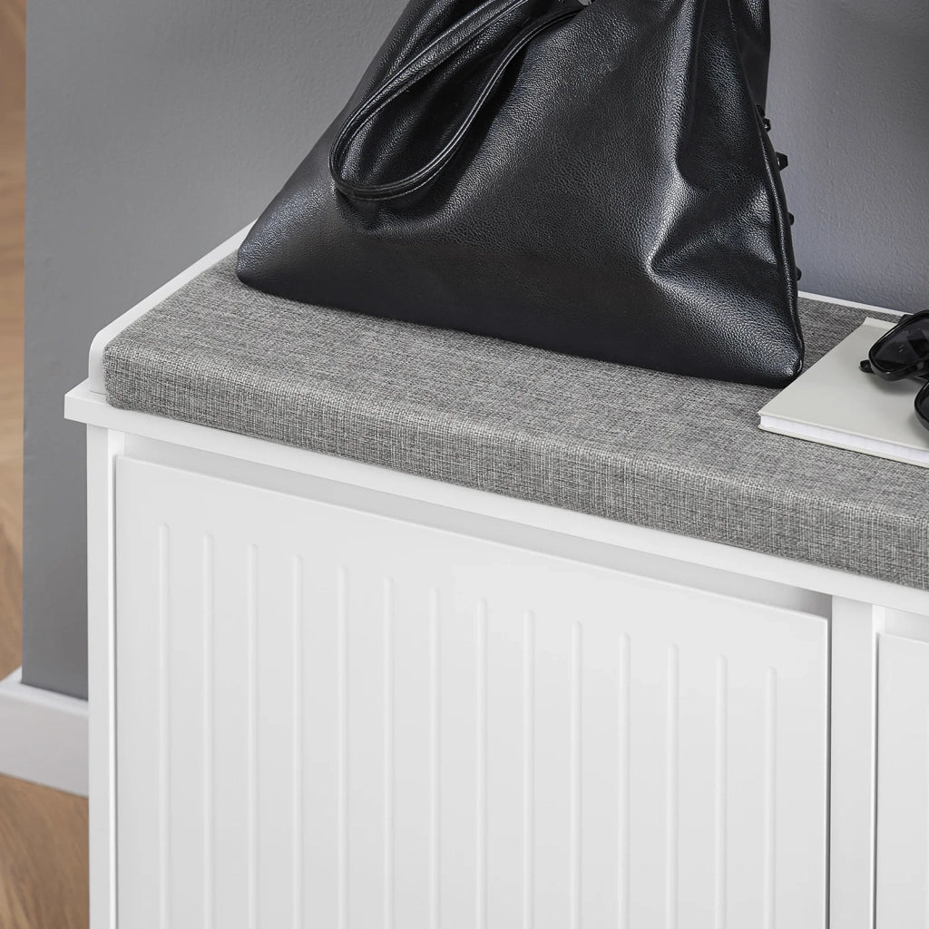 Scarpiera con patta e cuscino per scarpe, 100x46x26cm colore bianco FSR98-XL-W