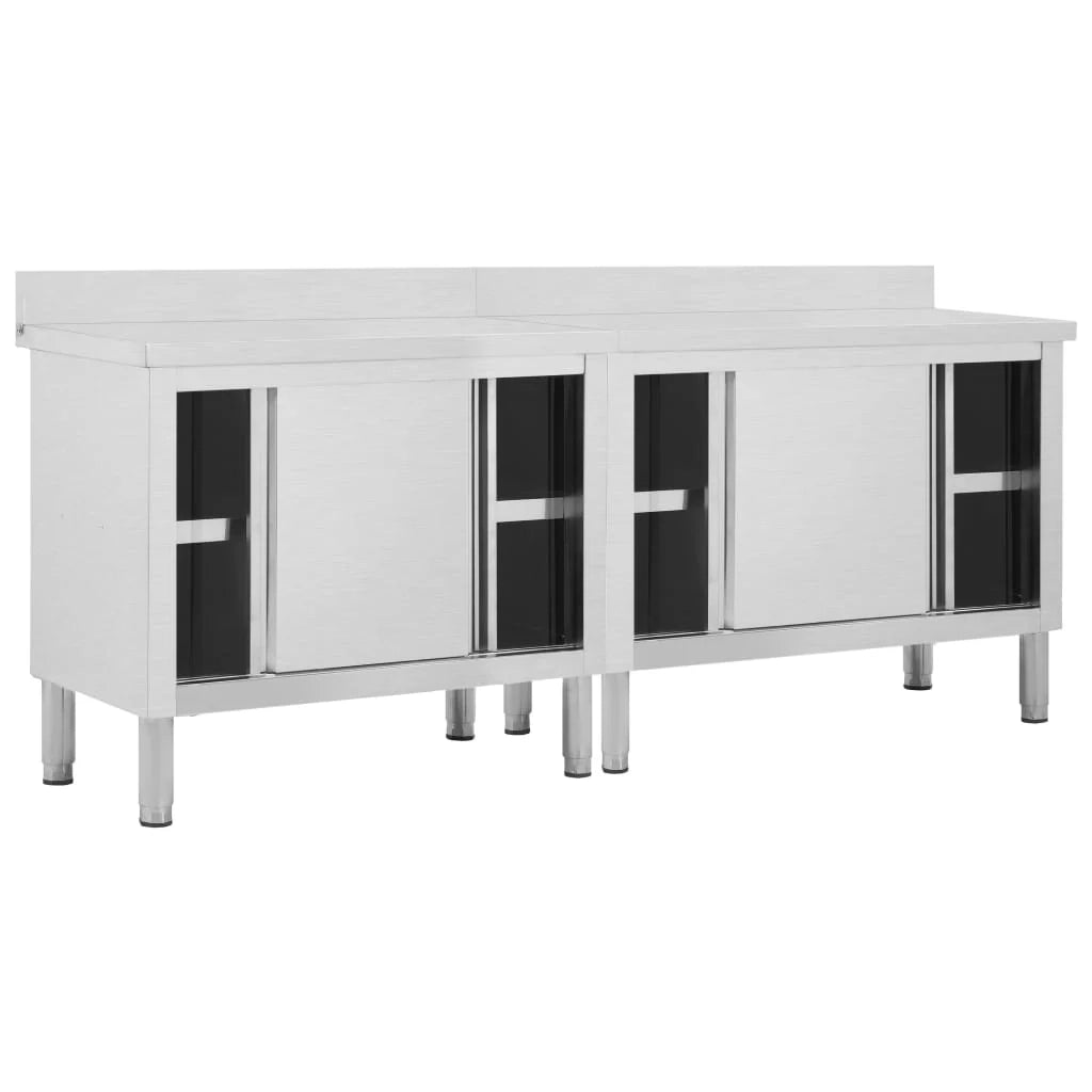 Set di 2 tavoli con ante scorrevoli 200 x 50 x (95-97) cm acciaio inox 02_0000009