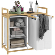 Cesto Portabiancheria con Ripiano in Bamb¨´ ¨C zephmum ¨C Bianco 70x36x70 cm