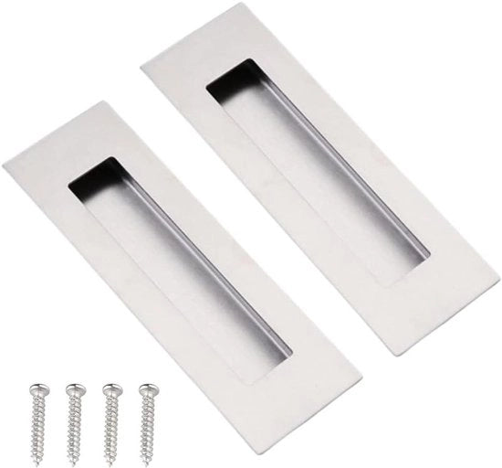 Maniglie in acciaio inossidabile per porta scorrevole (2 pezzi) - Maniglia sommersa - Maniglie per mobili in metallo - Forma rettangolare - Lavorata a sbalzo - 150 x 50 mm