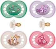 Set di 4 fopspeen per bambine Flowers & Friends - Mix Ragazze - 6-16 mesi - con scatole di trasporto sterilizzate