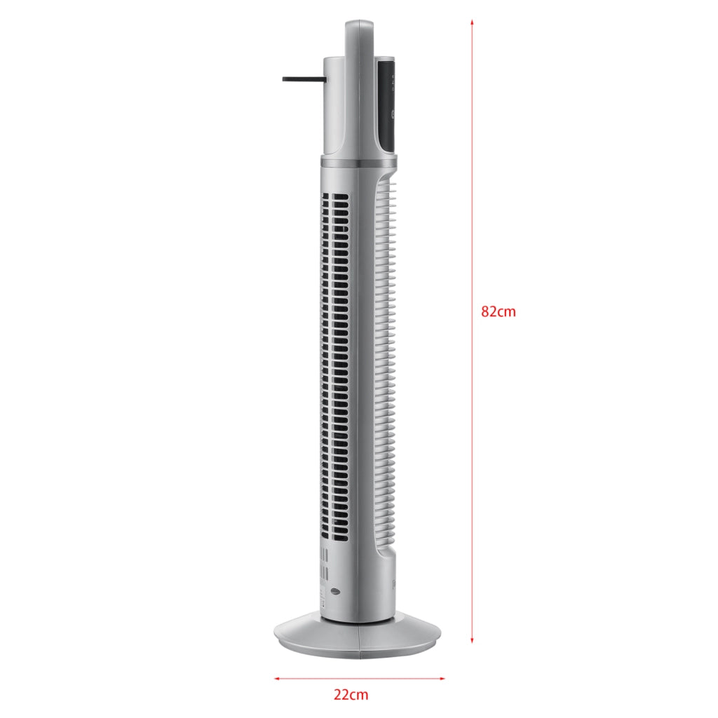 Ventilatore a Torre 82 cm con Telecomando e Timer Modalitá Oscillante Motore da 40W - Argento