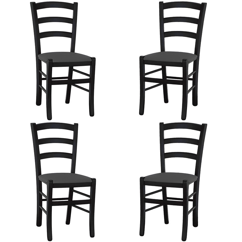 Sedia da sala da pranzo legno venezia nero sedile imbottito grigio antracite x 4