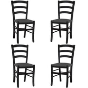 Sedia da sala da pranzo legno venezia nero sedile imbottito grigio antracite x 4
