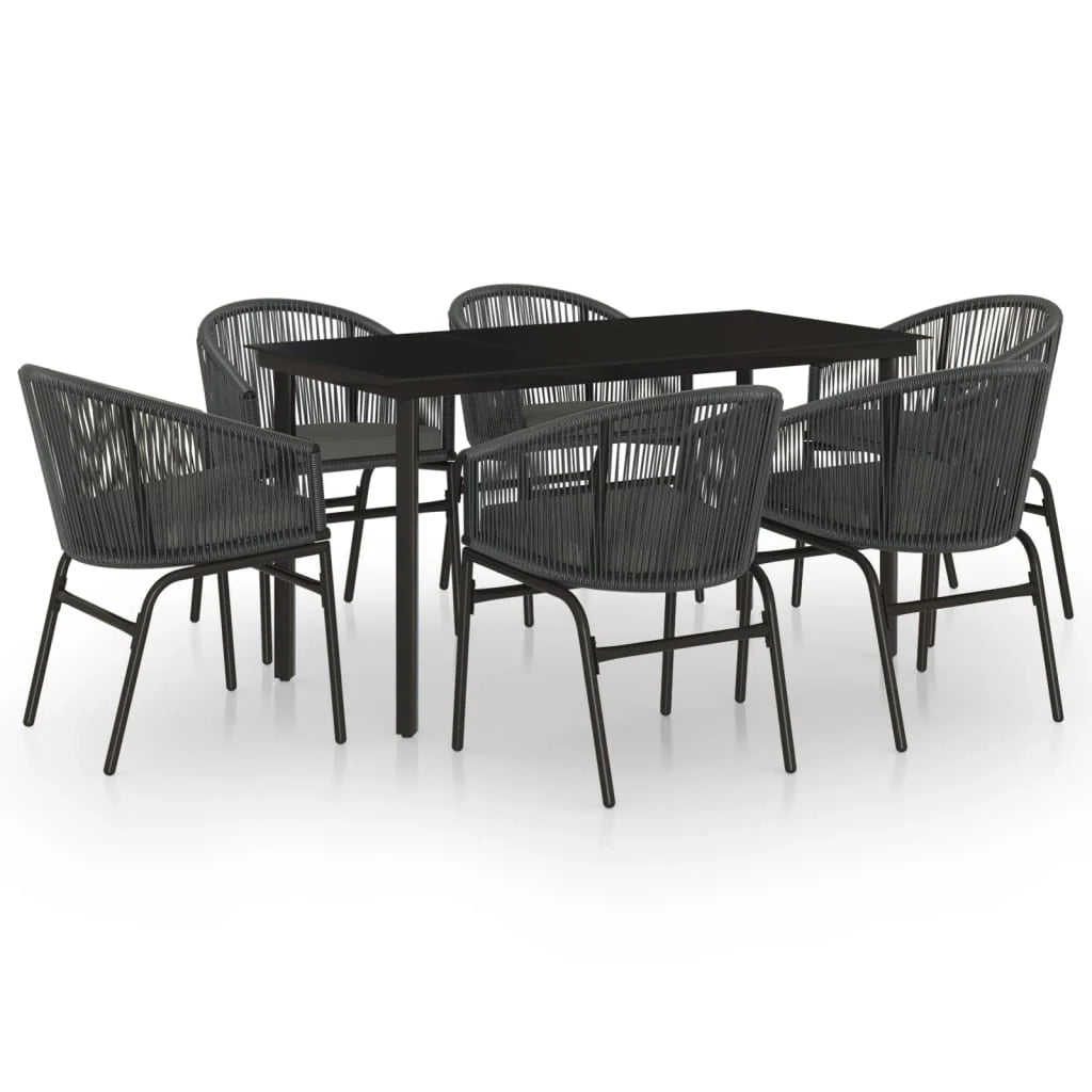 Set da pranzo da giardino per esterni 7 pezzi mobili grigi 02_0013957