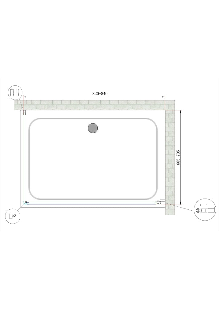 Box Doccia Battente e Parete Fissa Laterale Vetro Temperato 8 mm Easy-clean Reversibile PORTA 82-84 + FISSA 68,5-70,5