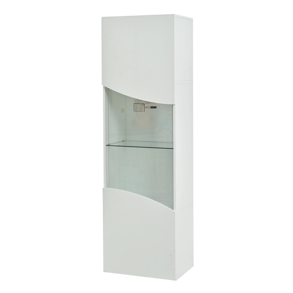 Vetrina lucida, illuminazione a LED, ante in vetro,35 x 50 x 165 cm, bianca