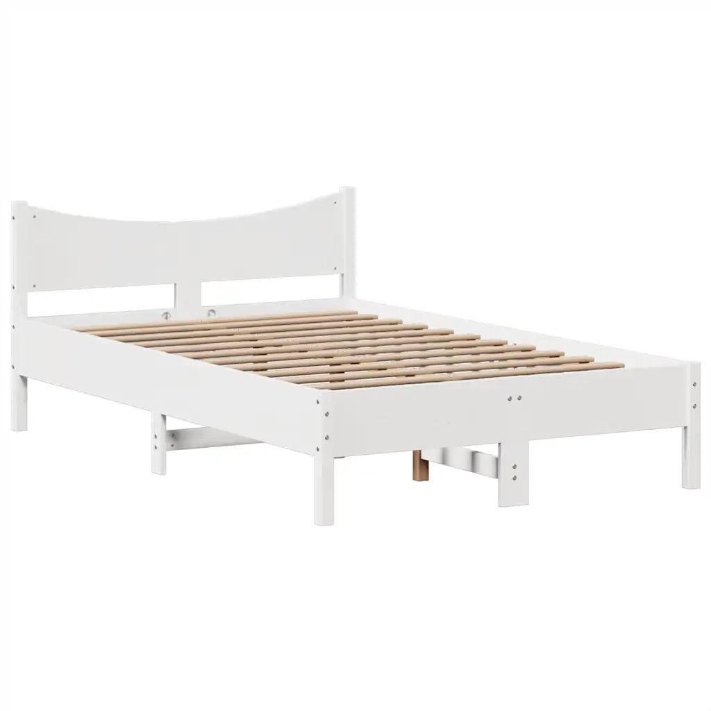 Letto senza Materasso Bianco 135x190 cm Legno Massello di Pino