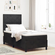 Letto a Sorgente LED con materasso Nero 90 x 200 cm Velluto 3343354