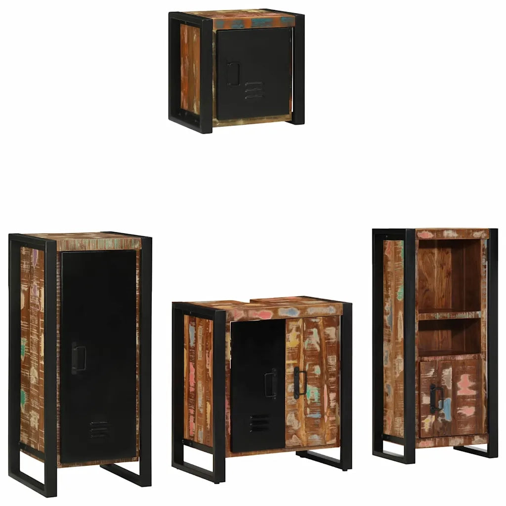 vidaXL Set di mobili per il bagno 4 pcs Legno massello riciclato