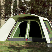 Tenda Familiare con Portico 9 Persone-Tenda da campeggio Verde a Rilascio Rapido