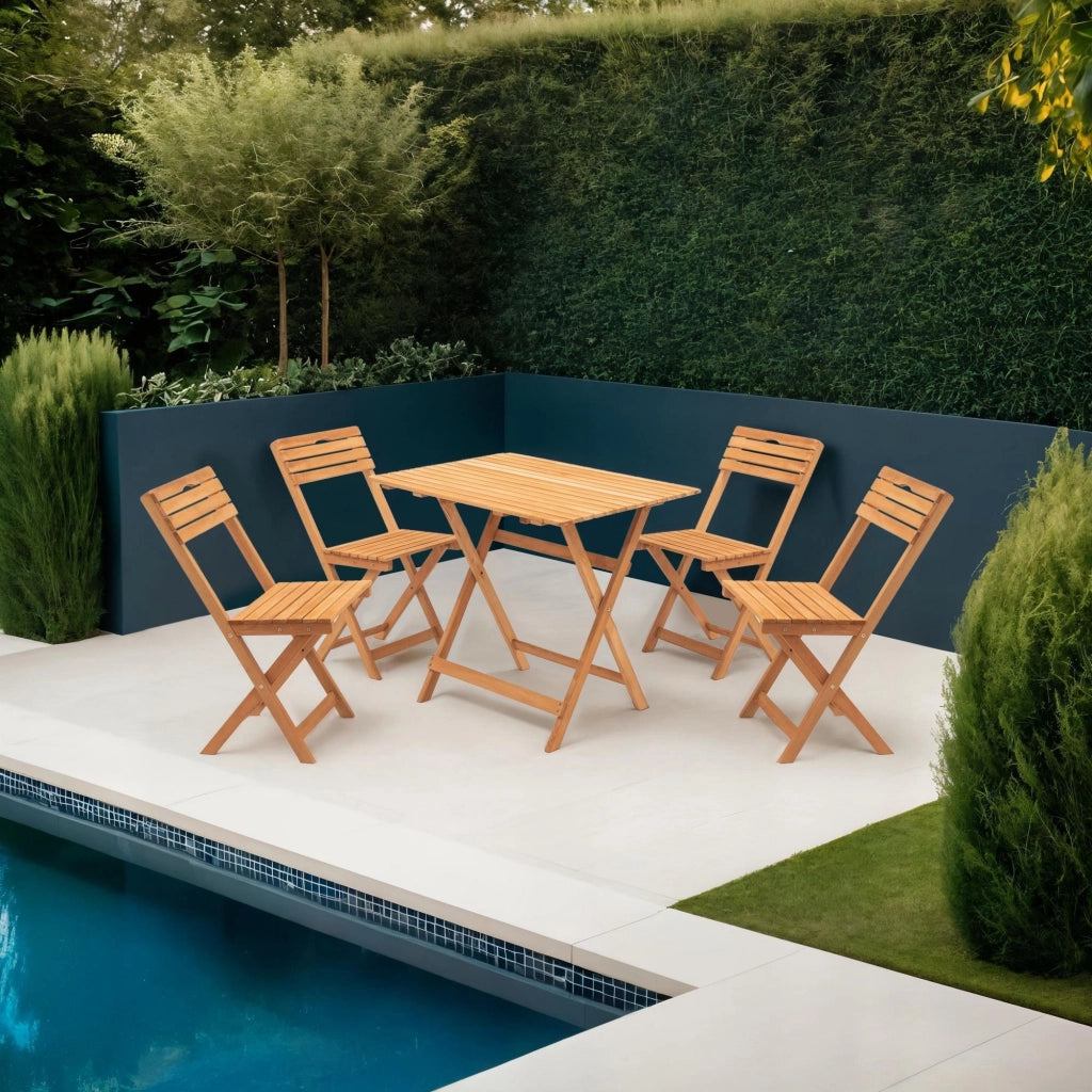 Fanano, set Tavolo e Sedie 4 Posti, Marrone