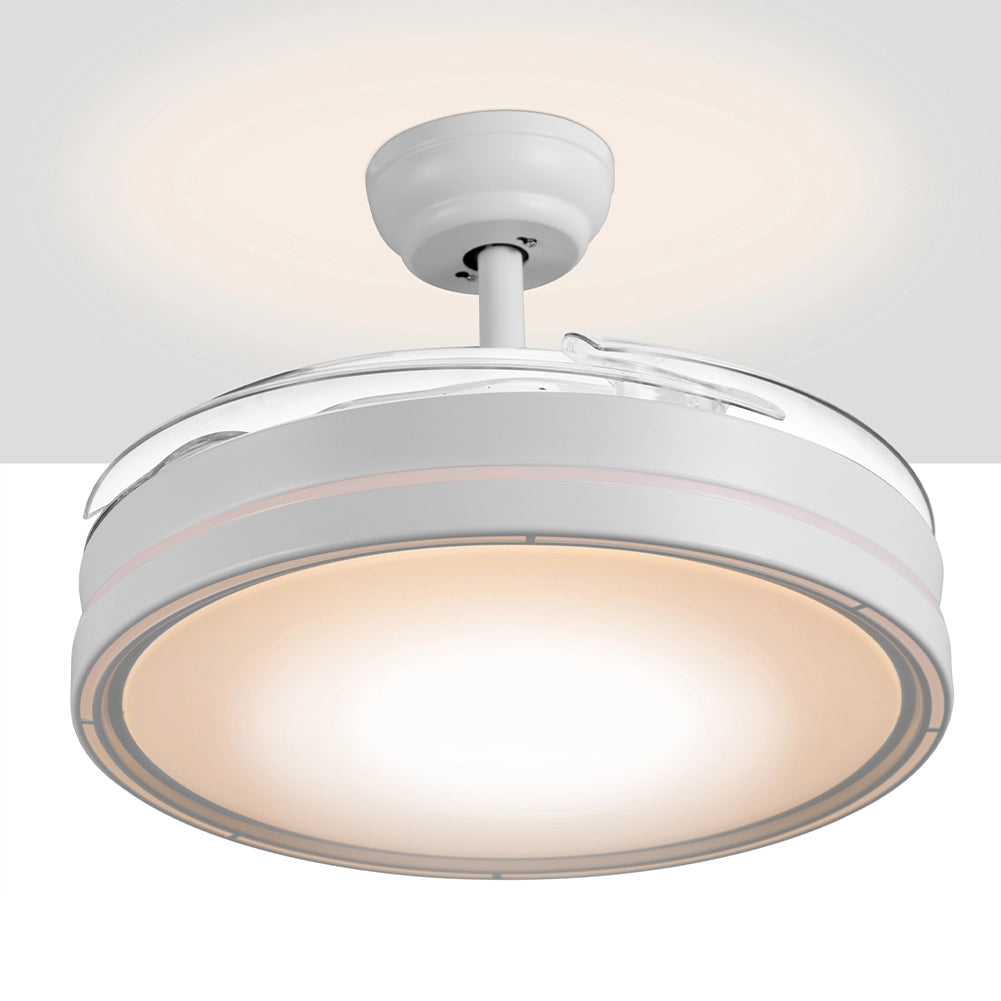Ventilatore da Soffitto LED 106 cm Pale Richiudibili Telecomando Timer Bianco