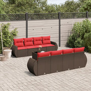 Set Divani da Giardino 9 pz con Cuscini Marrone in Polyrattan 3221153