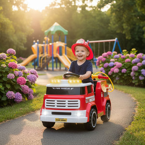 Macchina Elettrica per Bambini Camion dei Pompieri Telecomandato 12V 7,5Ah Rosso