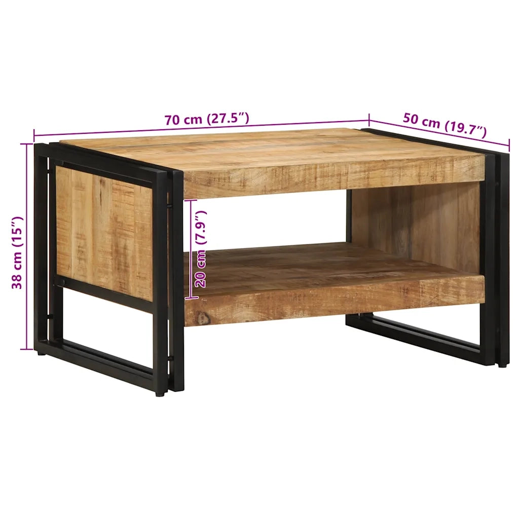 Tavolino 70x50x38 cm in Legno Massello di Mango Grezzo 4102709
