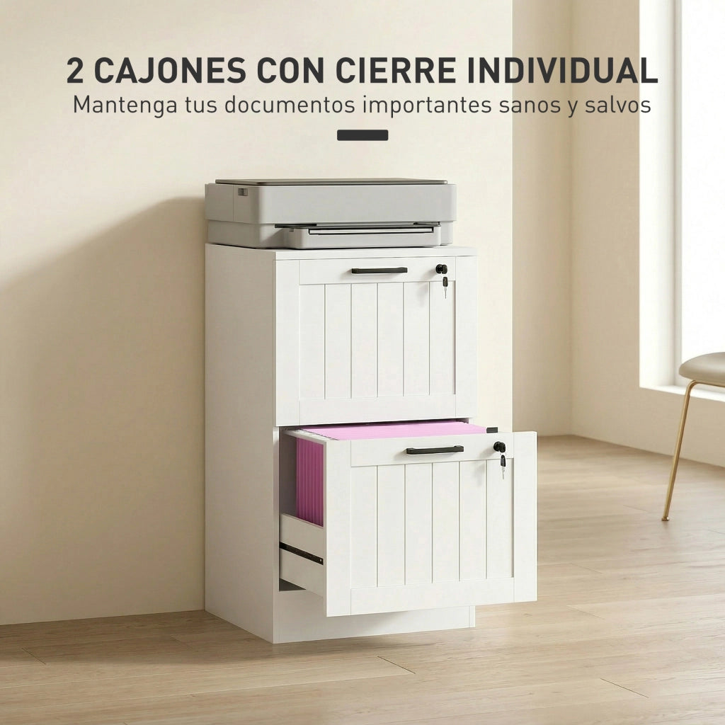 Cassettiera per Scrivania con 2 Cassetti ¨C Zephmum ¨C Bianco 60x40x