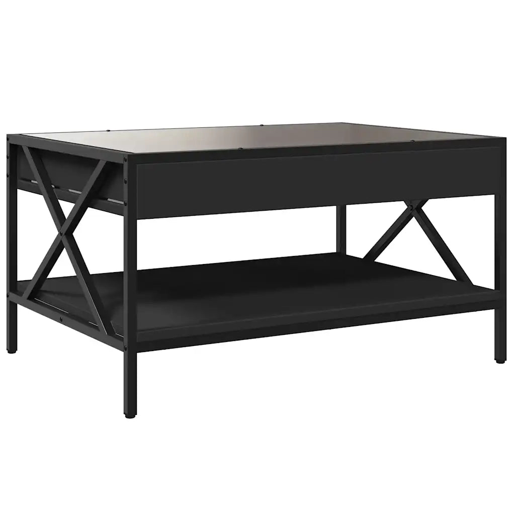 Tavolino da Salotto con LED Infinity-Tavolino da soggiorno Nero 70x50x38 cm