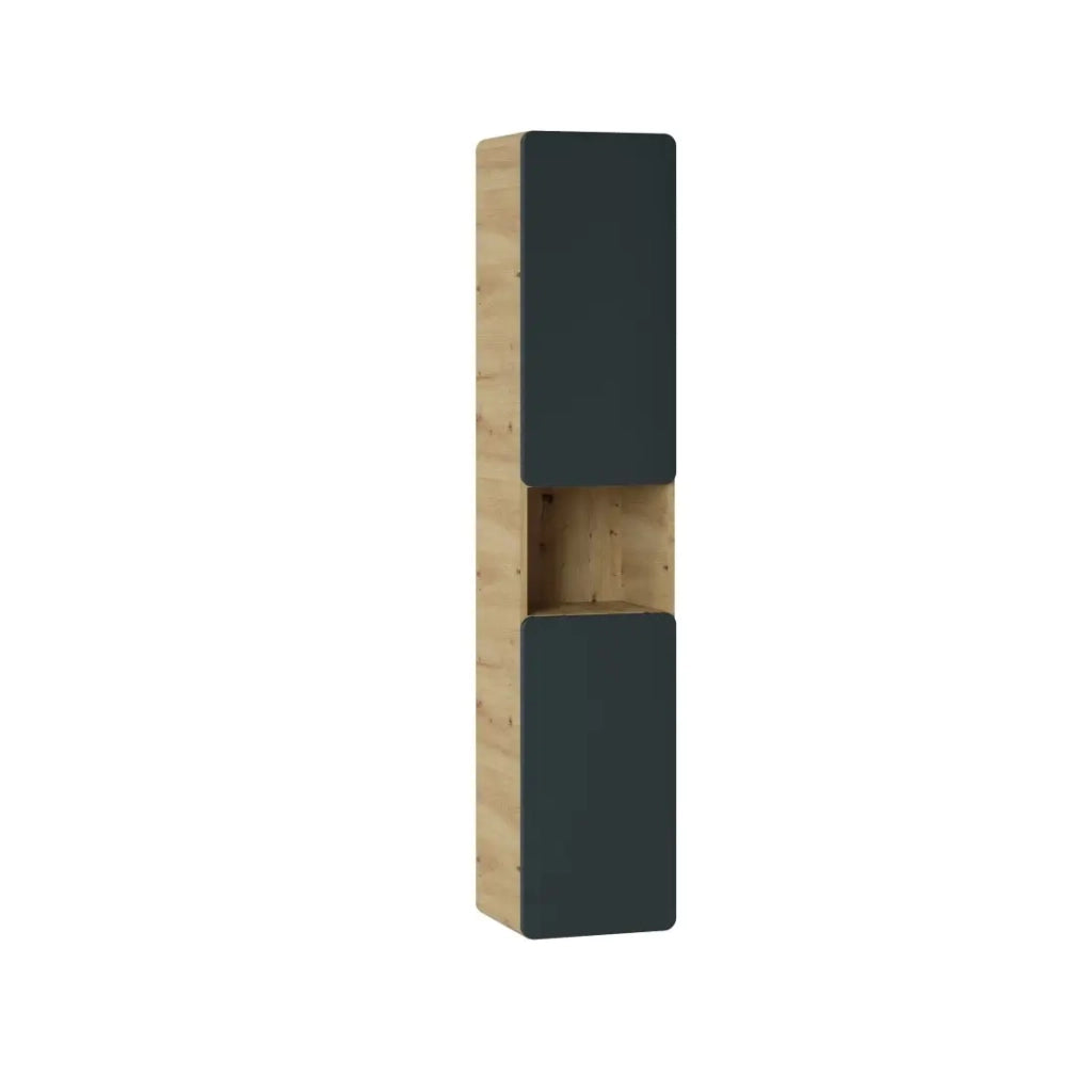 Colonna da bagno ERBANO – 2 porte – Colori rovere chiaro e grigio antracite – H170 cm – Da appendere